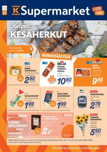 K-Supermarket tarjoukset  - 03.08.2023 - 06.08.2023.