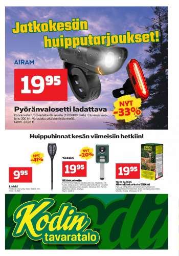 Kodintavaratalo tarjoukset  - 14.08.2023 - 23.08.2023.