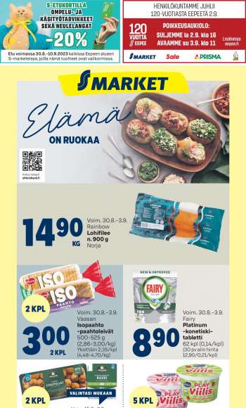 S-market tarjoukset  - 30.08.2023 - 03.09.2023.