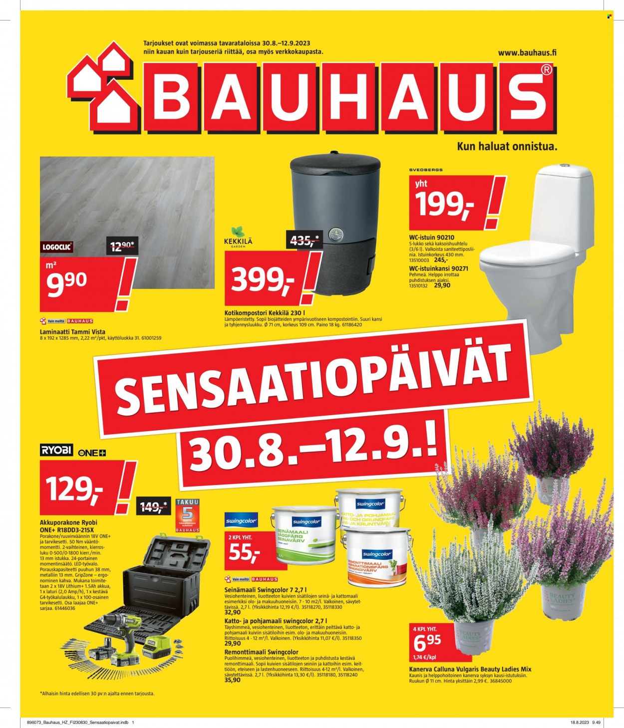 Bauhaus tarjoukset - 30.08.2023 - 12.09.2023. Sivu 1