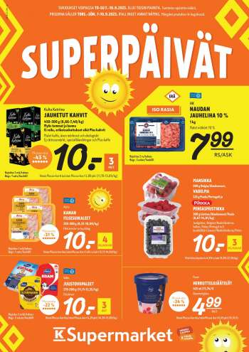 K-Supermarket tarjoukset  - 07.09.2023 - 10.09.2023.