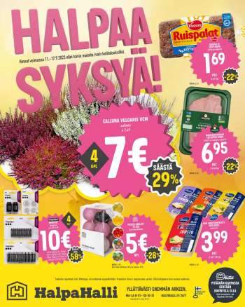 HalpaHalli tarjoukset  - 11.09.2023 - 17.09.2023.