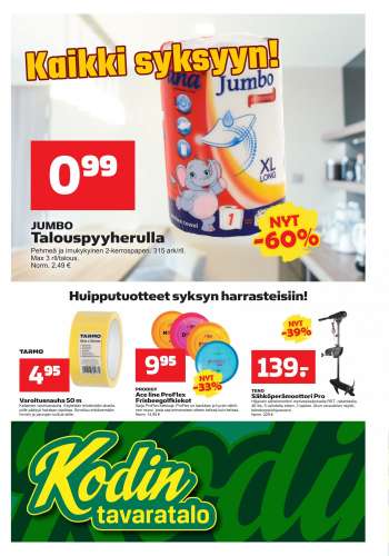 Kodintavaratalo tarjoukset  - 04.09.2023 - 13.09.2023.