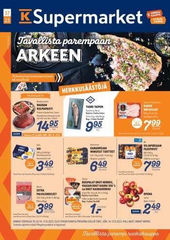 K-Supermarket tarjoukset  - 14.09.2023 - 17.09.2023.