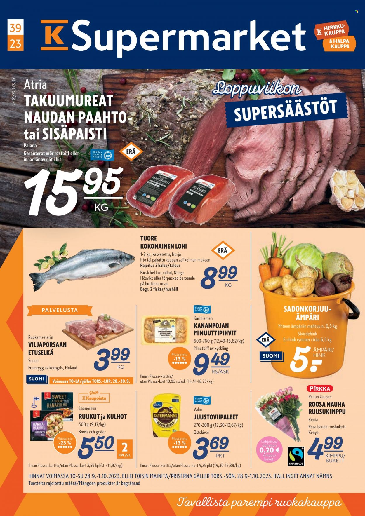 K-Supermarket tarjoukset - 28.09.2023 - 01.10.2023. Sivu 1