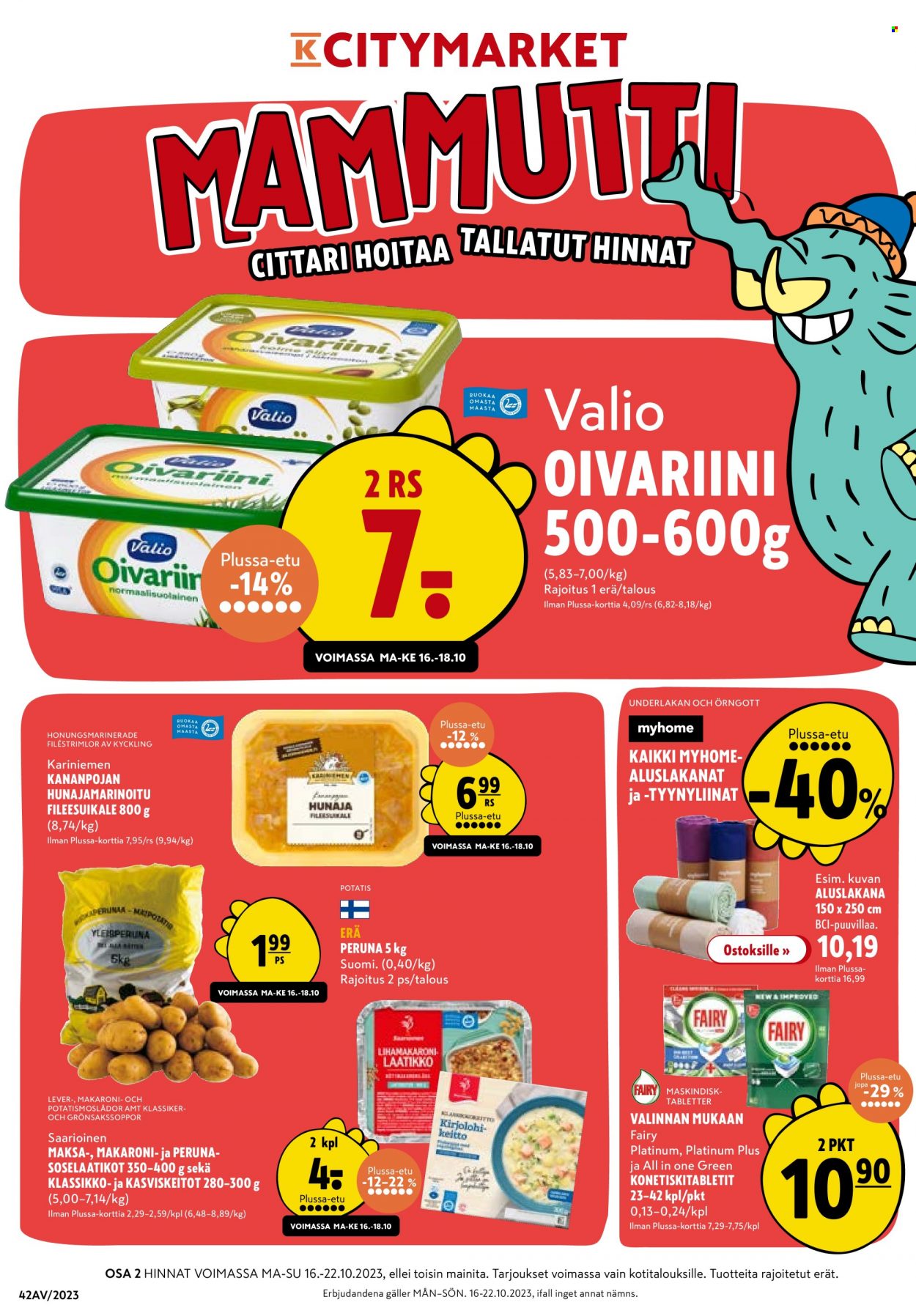 K-citymarket tarjoukset - 16.10.2023 - 22.10.2023. Sivu 1