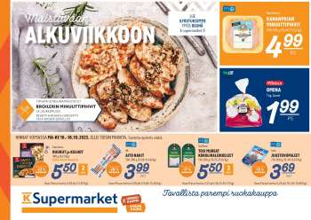 K-Supermarket tarjoukset  - 16.10.2023 - 18.10.2023.