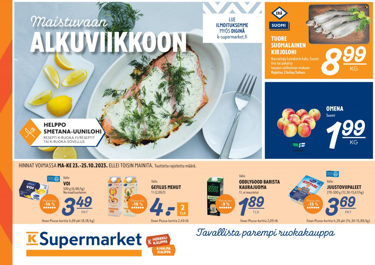 K-Supermarket tarjoukset - 23.10.2023 - 25.10.2023. Sivu 1