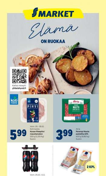 S-market tarjoukset  - 25.10.2023 - 29.10.2023.