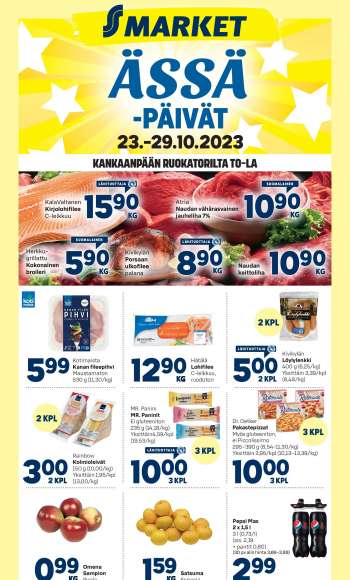 S-market tarjoukset  - 23.10.2023 - 29.10.2023.