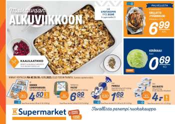K-Supermarket tarjoukset  - 30.10.2023 - 01.11.2023.