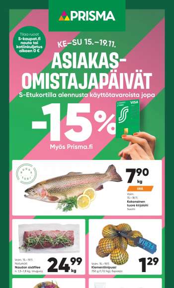 Prisma tarjoukset  - 15.11.2023 - 19.11.2023.
