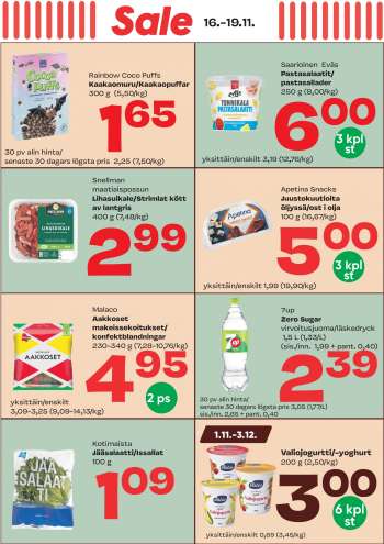 Sale tarjoukset  - 16.11.2023 - 19.11.2023.