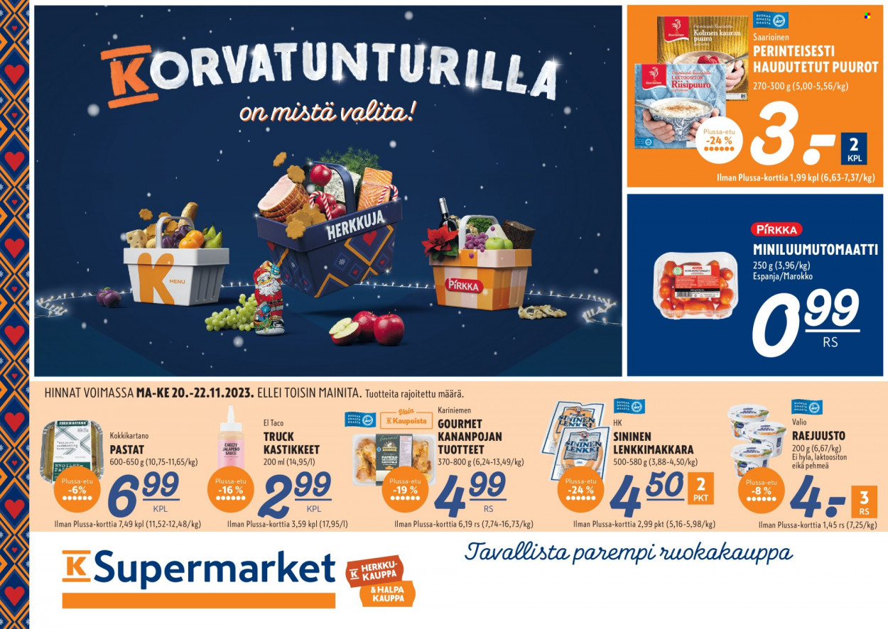 K-Supermarket tarjoukset - 20.11.2023 - 22.11.2023. Sivu 1