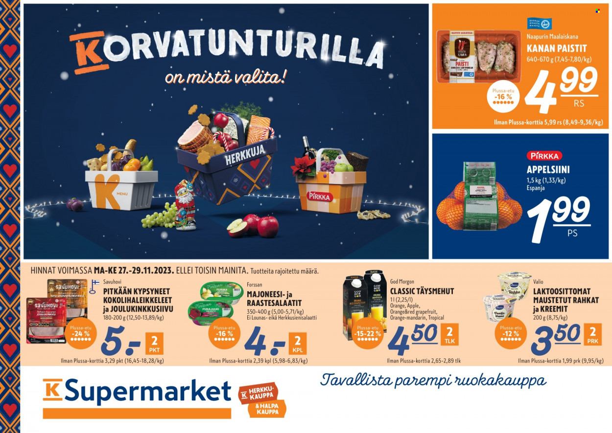 K-Supermarket tarjoukset - 27.11.2023 - 29.11.2023. Sivu 1
