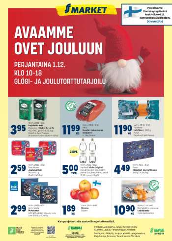 S-market tarjoukset  - 29.11.2023 - 06.12.2023.