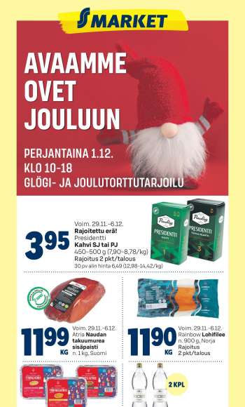 S-market tarjoukset  - 29.11.2023 - 06.12.2023.