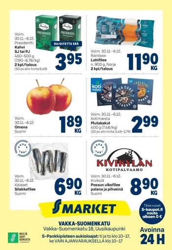 S-market tarjoukset  - 30.11.2023 - 06.12.2023.