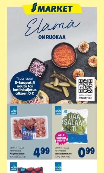 S-market tarjoukset  - 07.12.2023 - 10.12.2023.