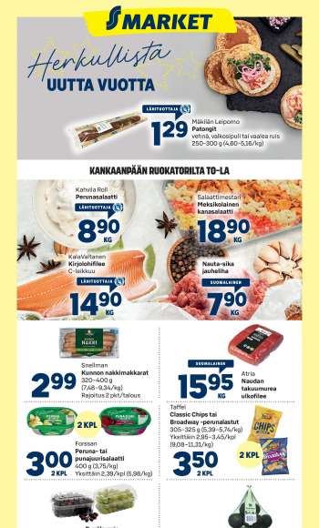 S-market tarjoukset  - 28.12.2023 - 31.12.2023.
