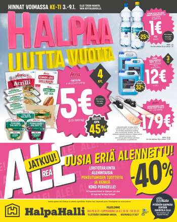 HalpaHalli tarjoukset  - 03.01.2024 - 09.01.2024.