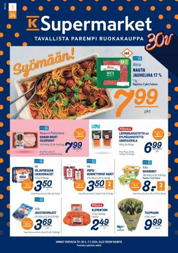 K-Supermarket tarjoukset  - 04.01.2024 - 07.01.2024.