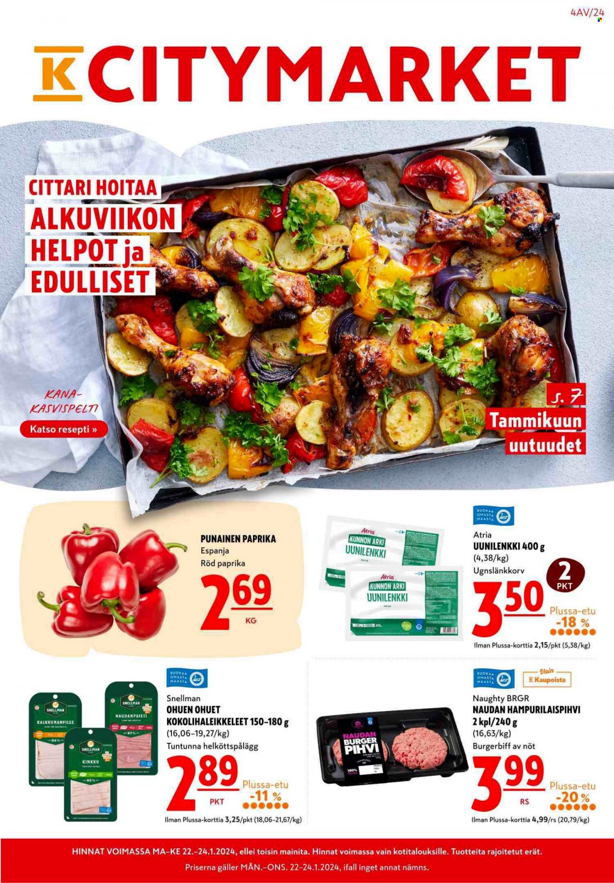 K-citymarket tarjoukset - 22.01.2024 - 28.01.2024. Sivu 1