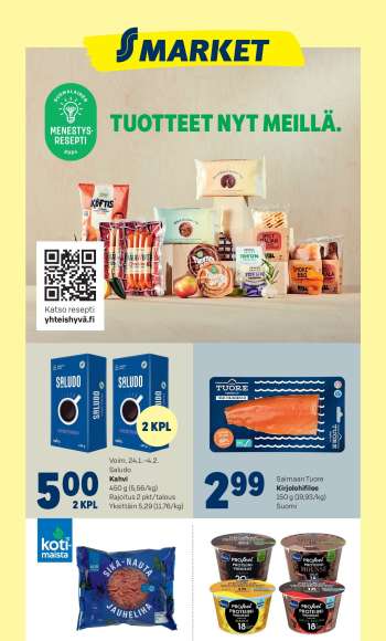 S-market tarjoukset  - 31.01.2024 - 04.02.2024.