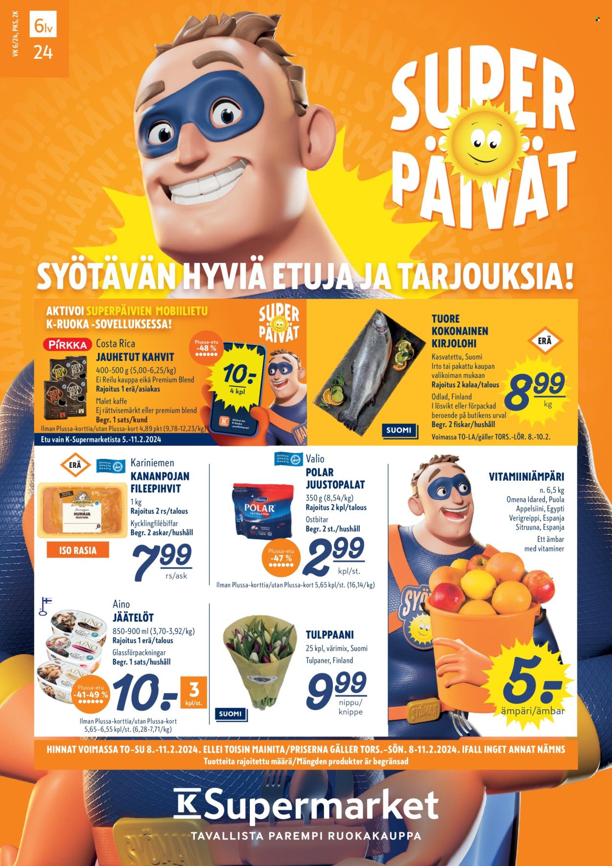 K-Supermarket tarjoukset - 08.02.2024 - 11.02.2024. Sivu 1