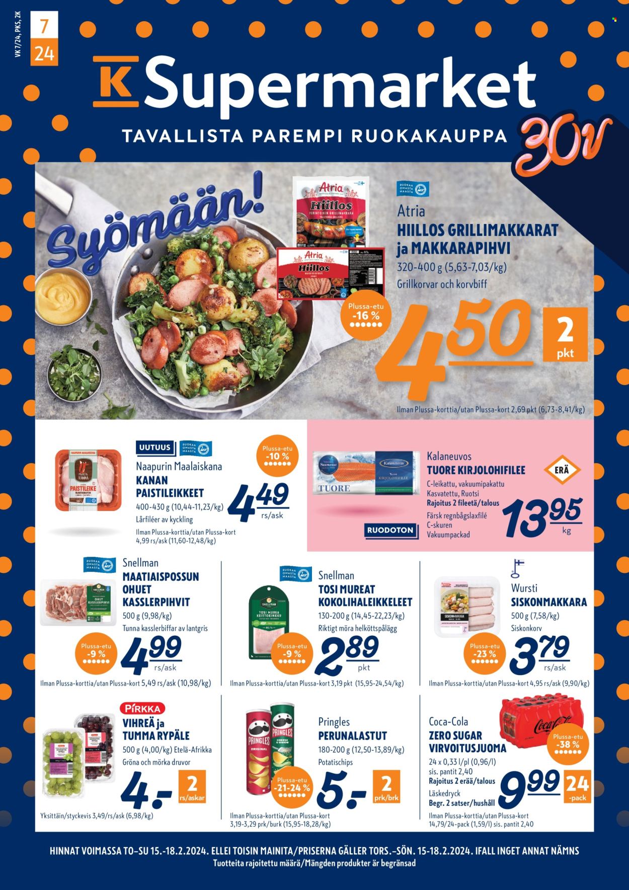 K-Supermarket tarjoukset - 15.02.2024 - 18.02.2024. Sivu 1