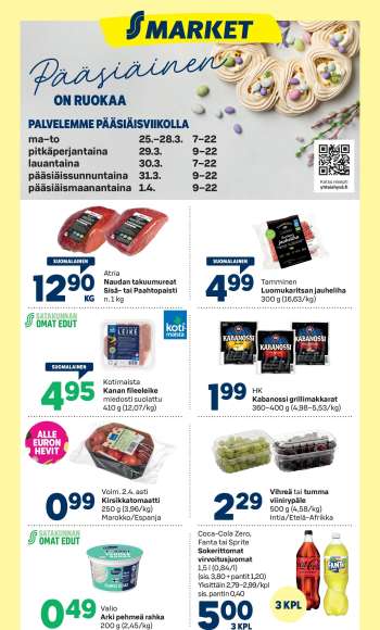 S-market tarjoukset  - 28.03.2024 - 01.04.2024.