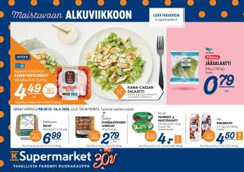 K-Supermarket tarjoukset  - 22.04.2024 - 24.04.2024.
