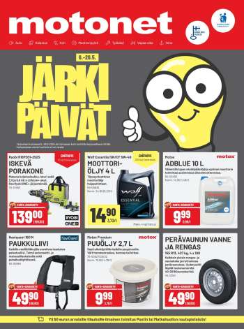 Motonet tarjoukset  - 06.05.2024 - 26.05.2024.