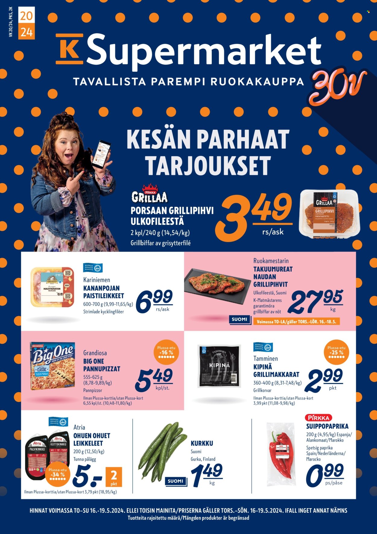 K-Supermarket tarjoukset - 16.05.2024 - 19.05.2024. Sivu 1