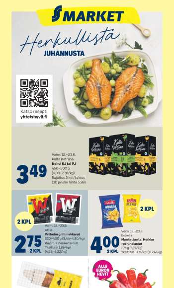 S-market tarjoukset  - 18.06.2024 - 23.06.2024.