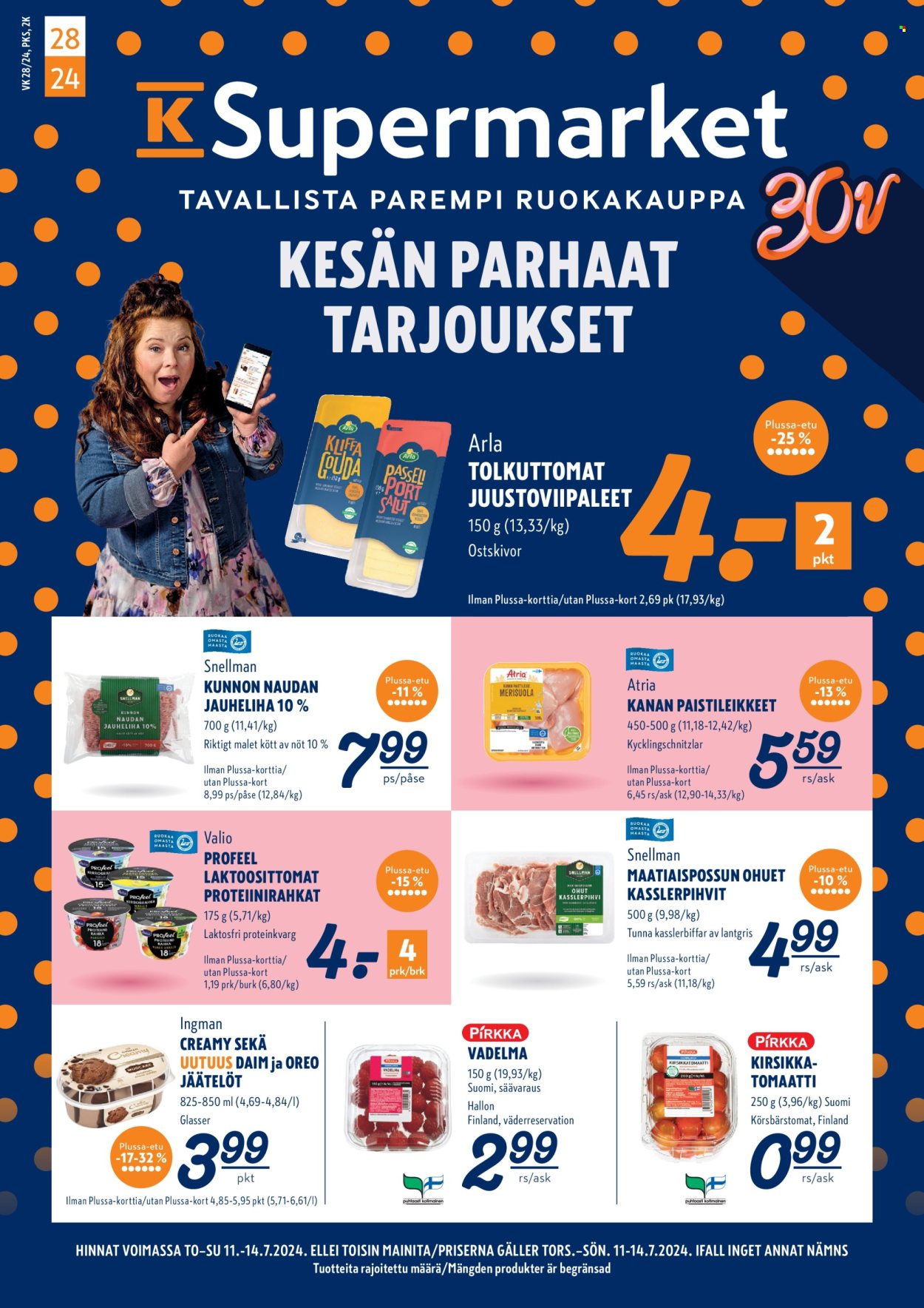 K-Supermarket tarjoukset - 11.07.2024 - 14.07.2024. Sivu 1