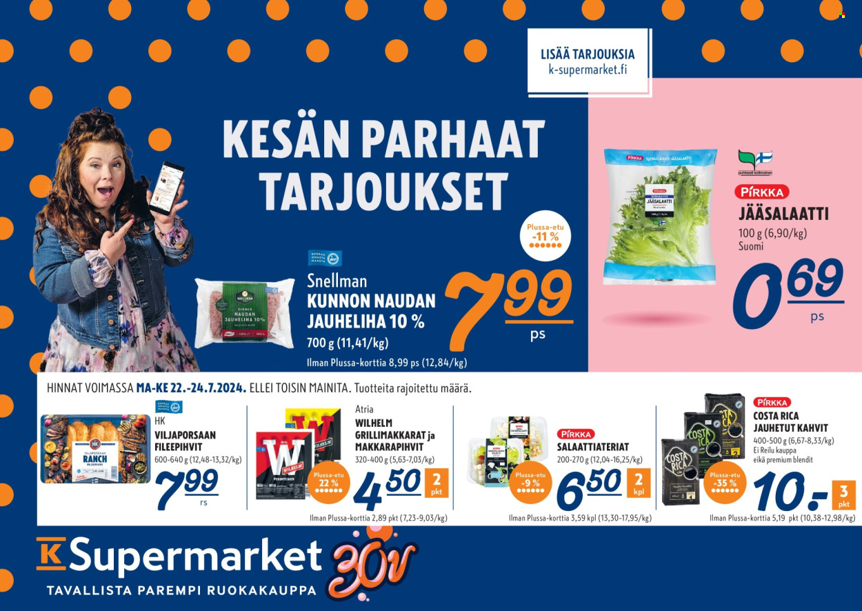K-Supermarket tarjoukset - 22.07.2024 - 24.07.2024. Sivu 1