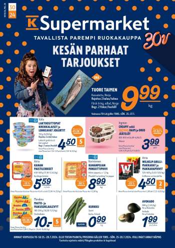 K-Supermarket tarjoukset  - 25.07.2024 - 28.07.2024.