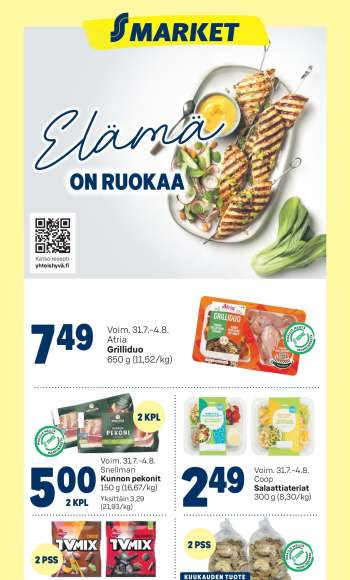 S-market tarjoukset  - 31.07.2024 - 04.08.2024.
