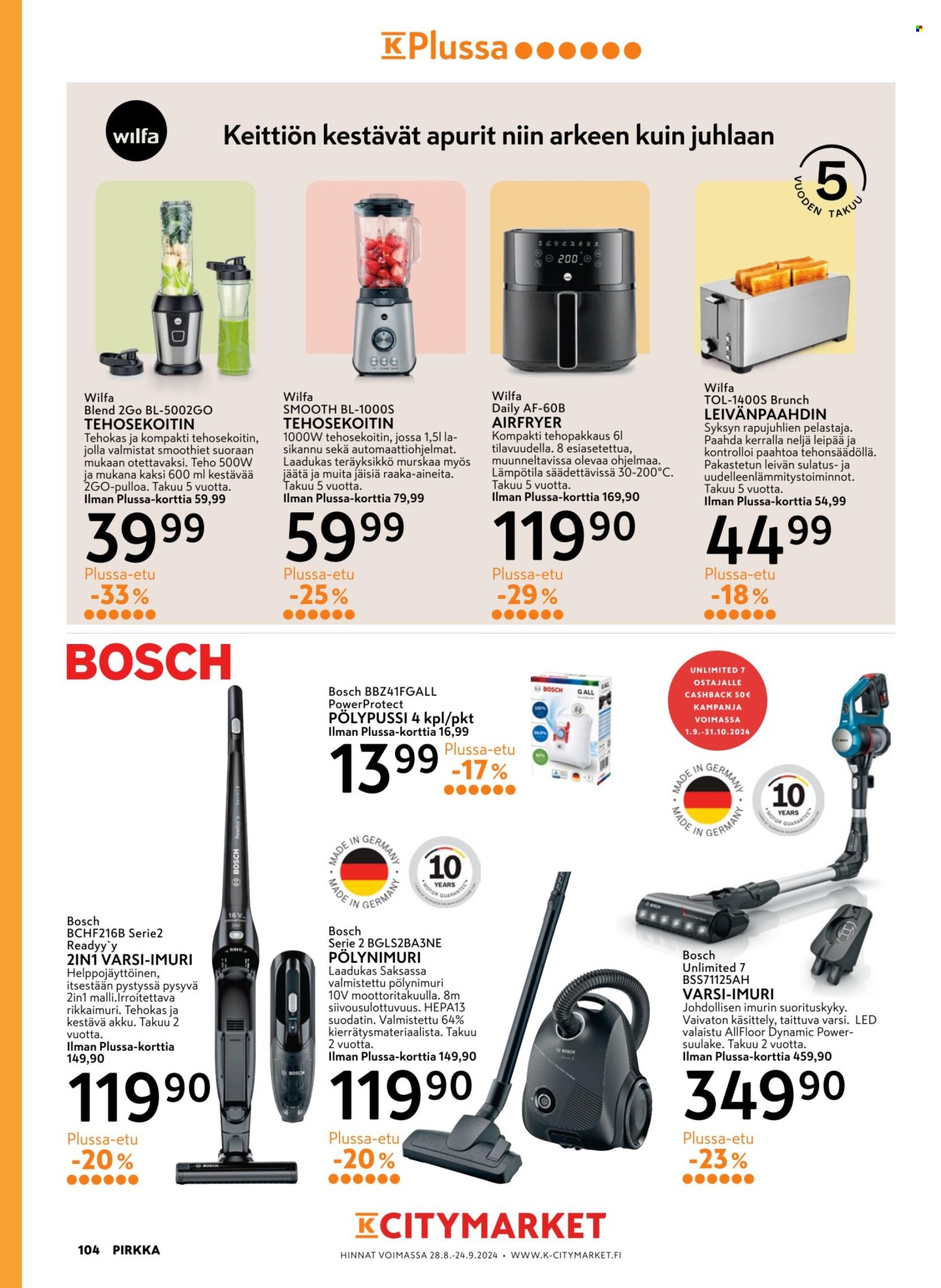 K-citymarket tarjoukset - 28.08.2024 - 24.09.2024. Sivu 104