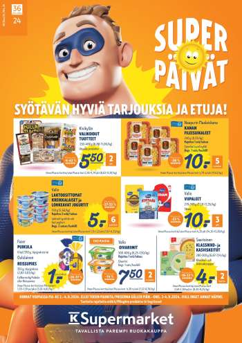K-Supermarket tarjoukset  - 02.09.2024 - 04.09.2024.