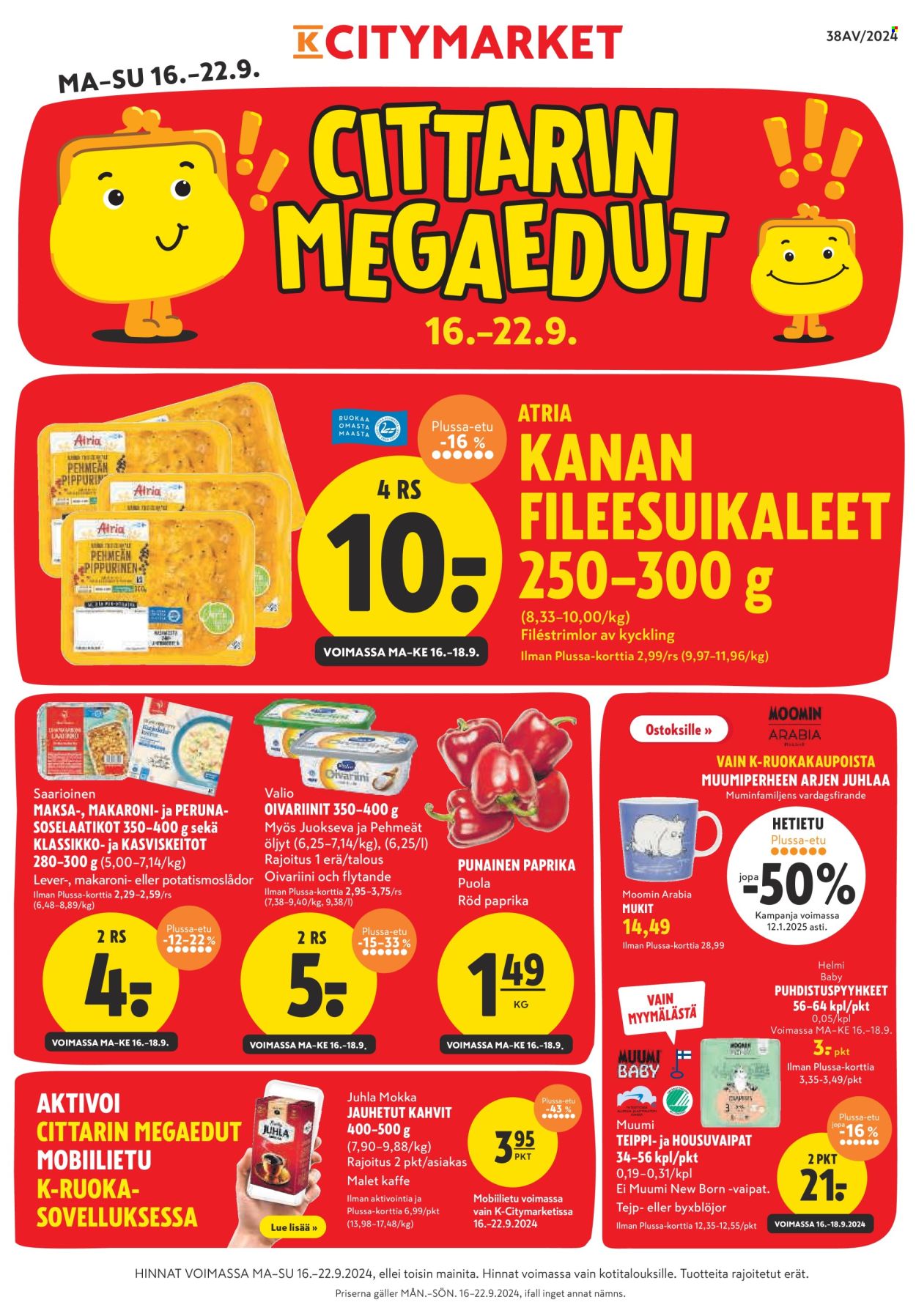 K-citymarket tarjoukset - 16.09.2024 - 22.09.2024. Sivu 1