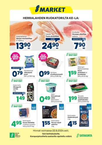 S-market tarjoukset  - 18.09.2024 - 22.09.2024.
