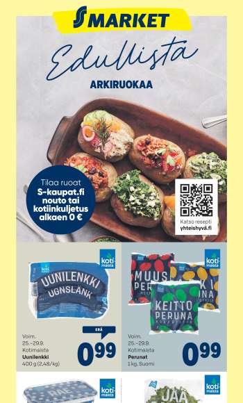 S-market tarjoukset  - 25.09.2024 - 29.09.2024.