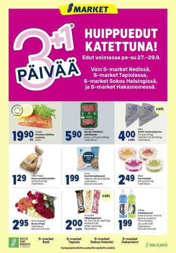 S-market tarjoukset  - 27.09.2024 - 29.09.2024.