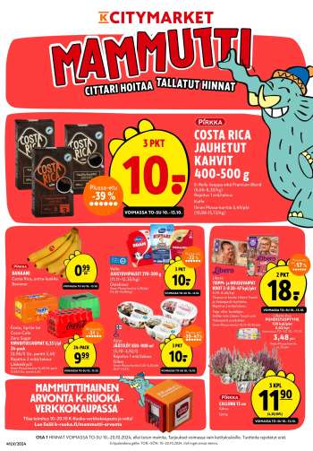 K-citymarket tarjoukset  - 10.10.2024 - 20.10.2024.