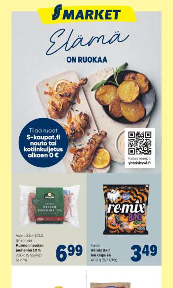 S-market tarjoukset  - 23.10.2024 - 27.10.2024.