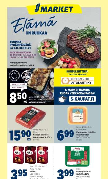 S-market tarjoukset  - 30.10.2024 - 03.11.2024.