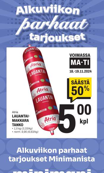 Minimani tarjoukset  - 18.11.2024 - 19.11.2024.