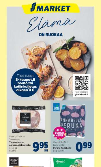 S-market tarjoukset  - 20.11.2024 - 24.11.2024.